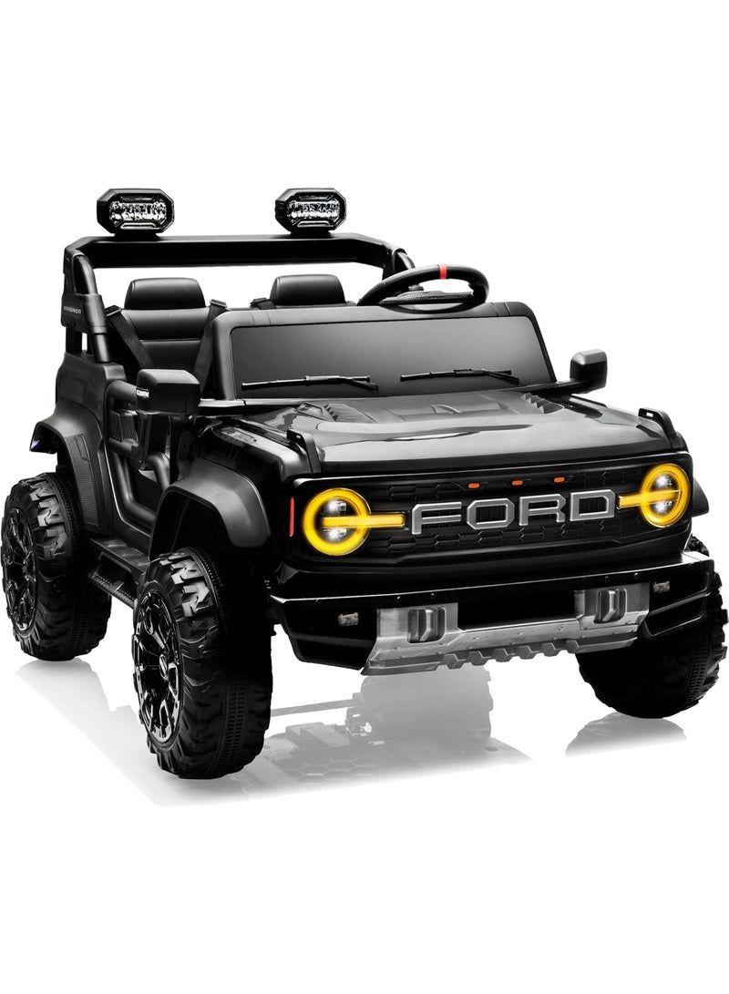 First Ride On 24V Ride on Toys for Big Kids, Licensed Ford Bronco Electric Car 2 Seater with Remote Control, Kids Ride on Cars W/ 2-Seater, 4.3 Mph Max Speed, Soft Start Function (Black) - Image 1